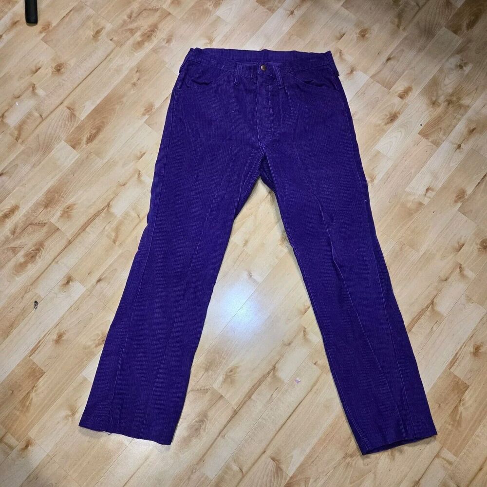 Vintage Bare Kat Corduroy Purple Straight Leg Pants 30" Waist Rare